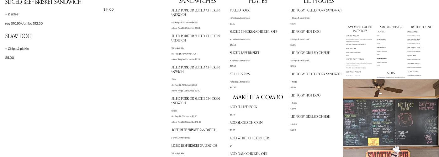 Smokin Pig - Midway, GA Menu