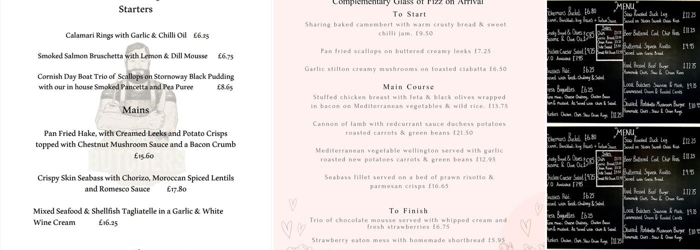 The Butchers Arms Menu