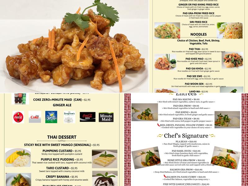 Siri Thai Cuisine Menu