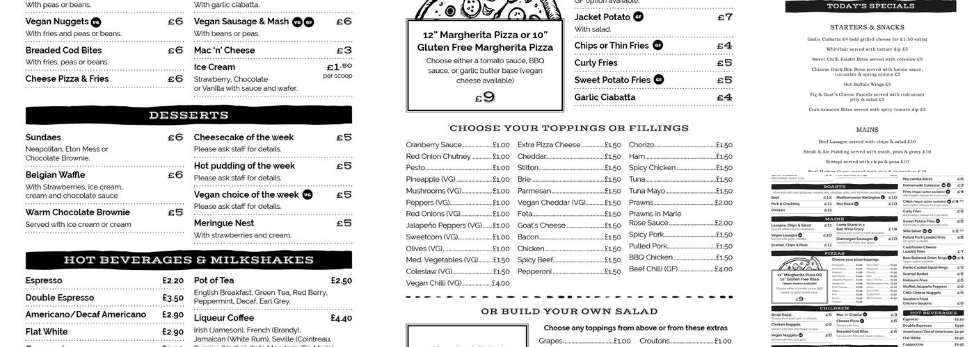 The Railway Inn Menu