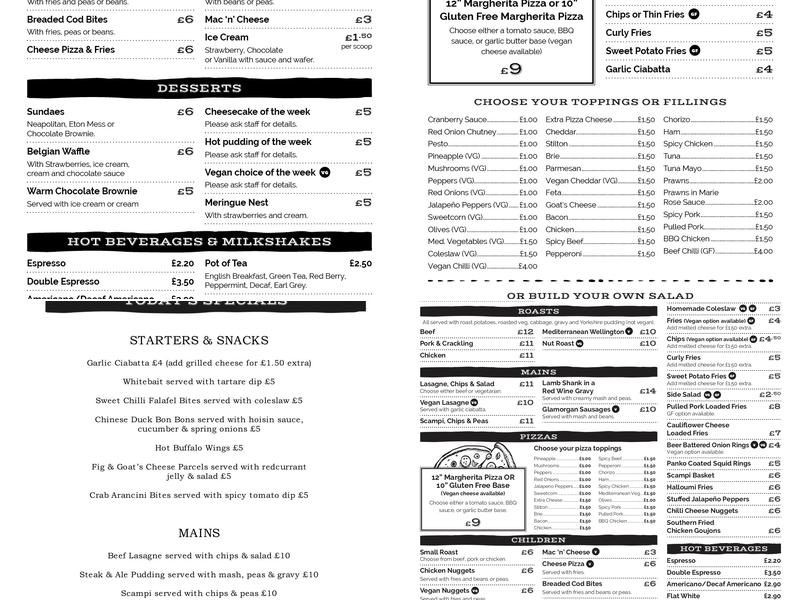 The Railway Inn Menu