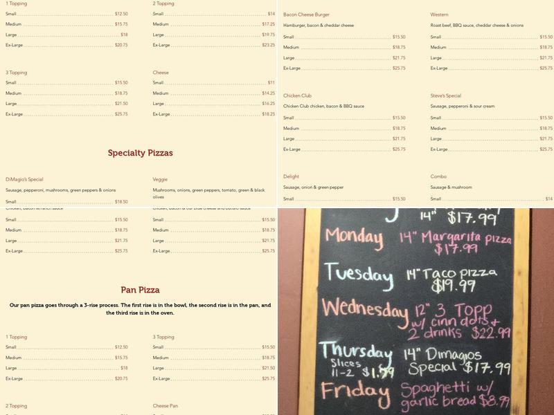 Dimagio's Pizza Menu