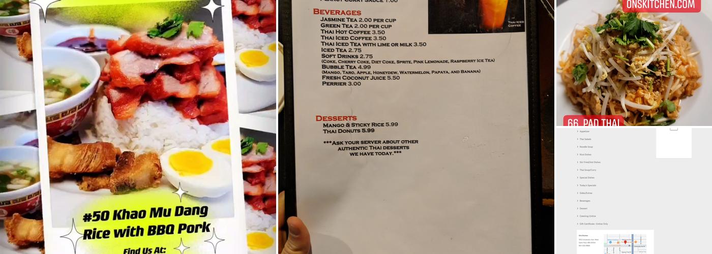 On's Kitchen Menu