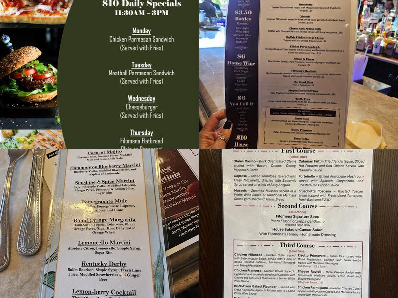 Filomena Cucina Rustica Menu