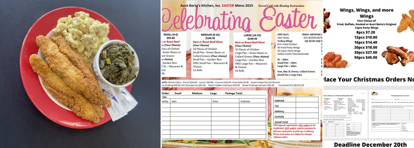 Aunt Berta's Kitchen Too Menu