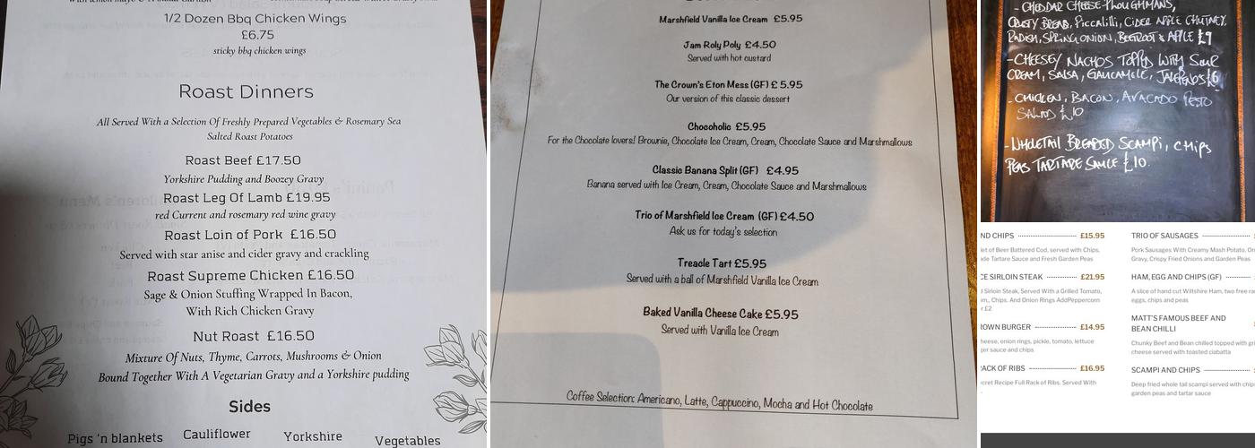 The Crown In Saltford Menu