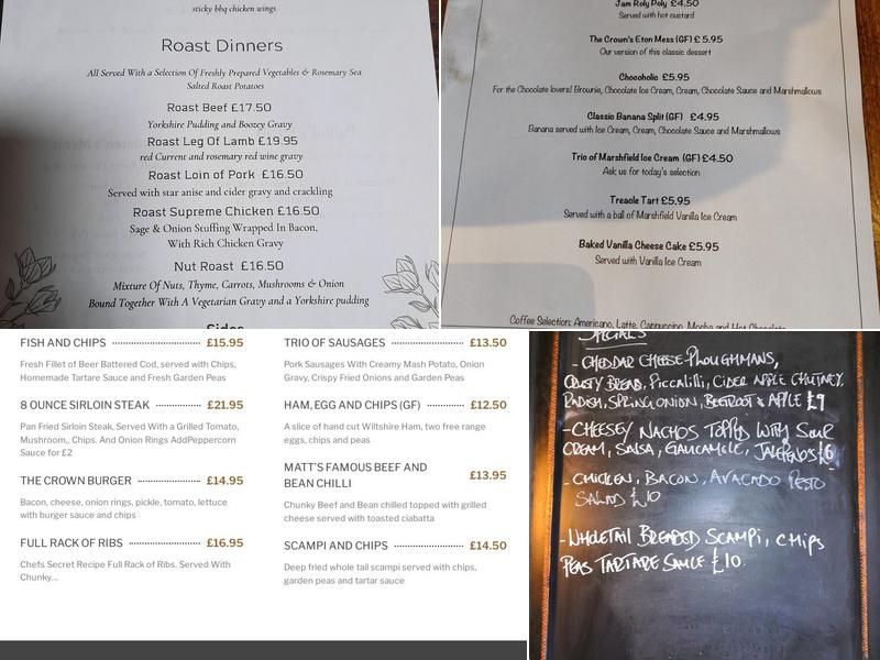 The Crown In Saltford Menu