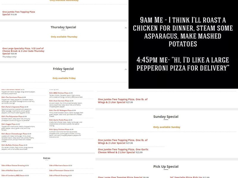 Sam's Pizza Parlor Menu