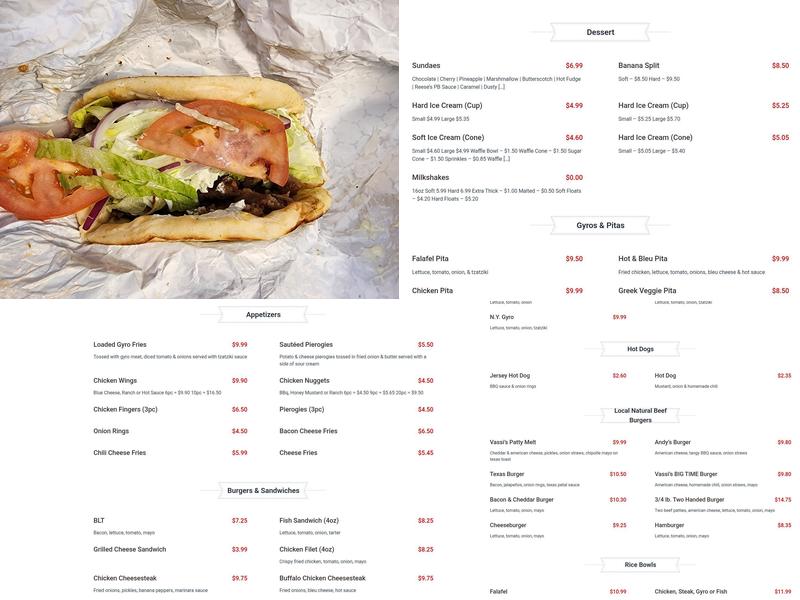 Vassi's Drive-In Menu