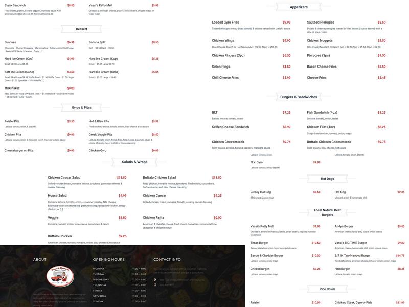 Vassi's Drive-In Menu