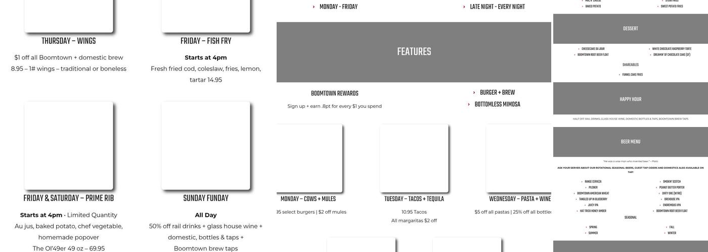 BoomTown Brewery & Woodfire Grill | Hibbing, MN Menu