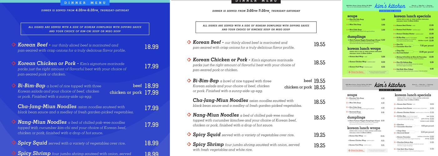 Kim's Kitchen Menu