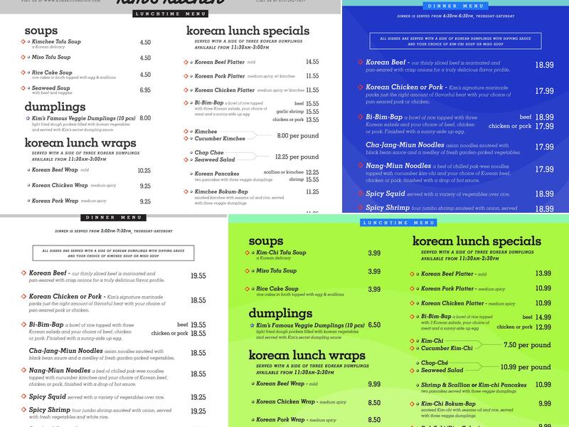 Kim's Kitchen Menu