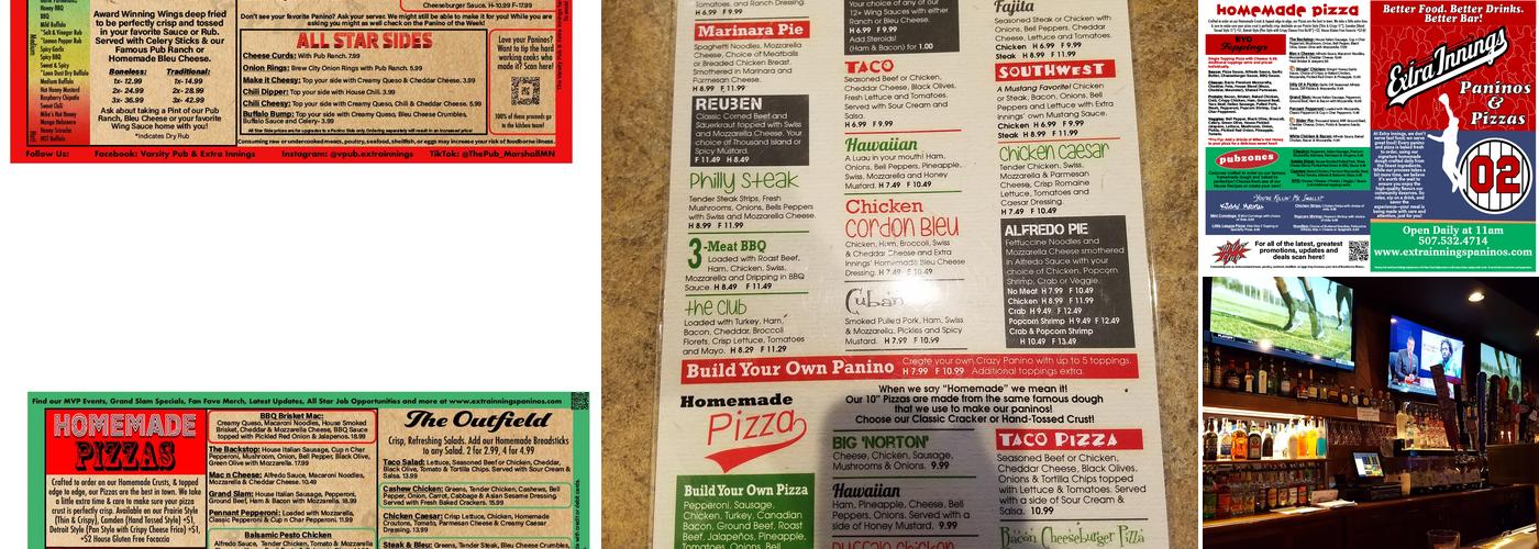 Varsity Pub & Extra Innings Menu