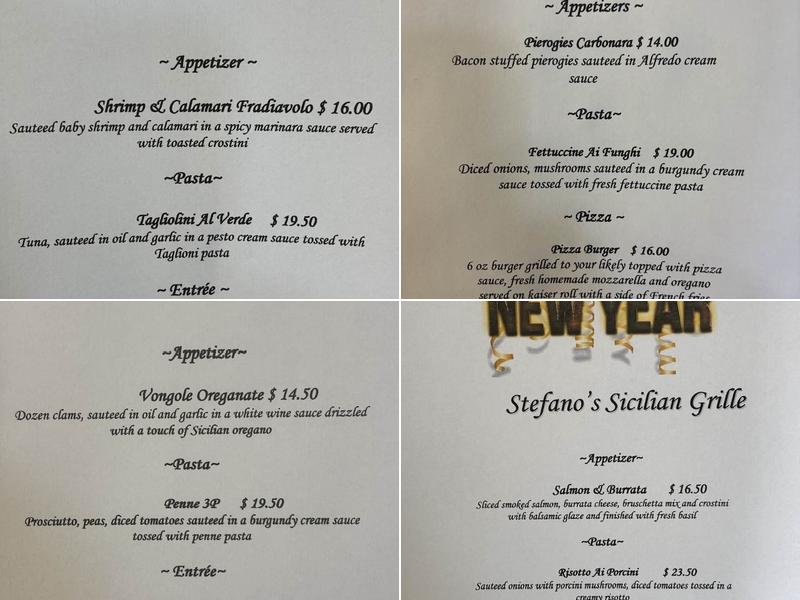 Stefano's Sicilian Grille Menu
