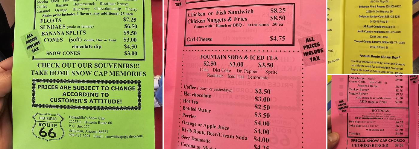 Delgadillo’s Snow Cap Menu