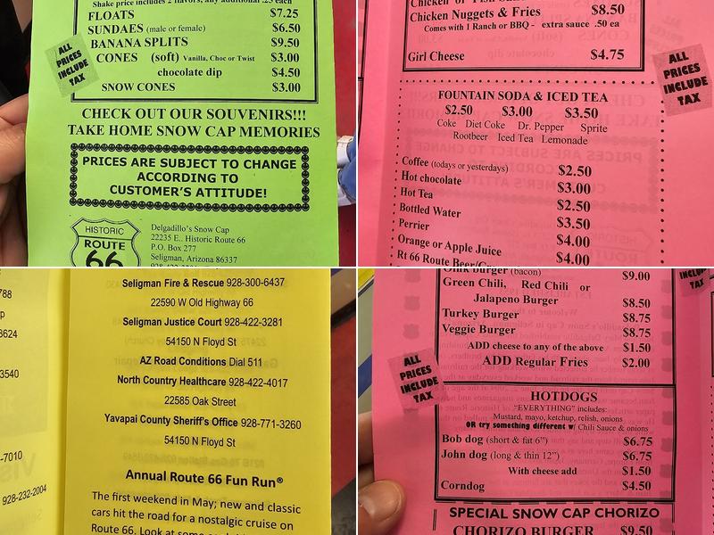 Delgadillo’s Snow Cap Menu