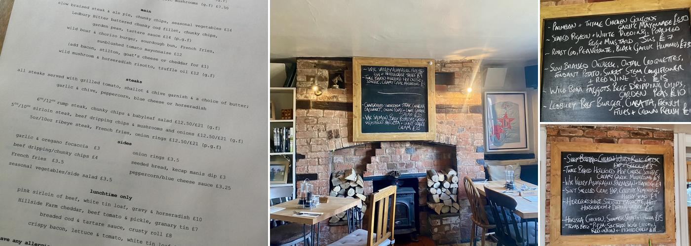 The Crown Inn, Woolhope Menu