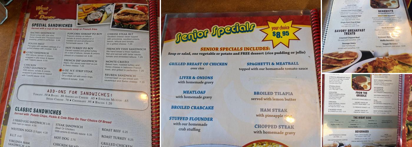 West End Diner Menu
