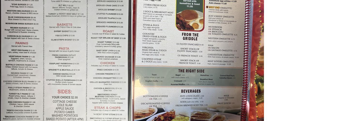 Westend diner Menu