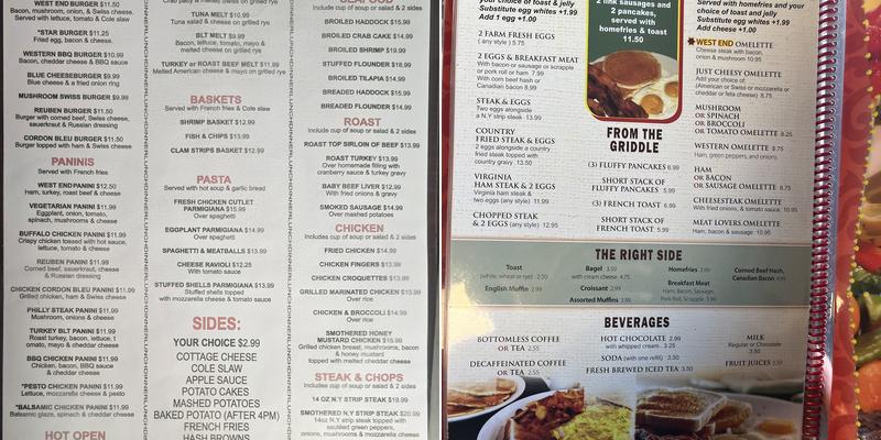 Westend diner Menu