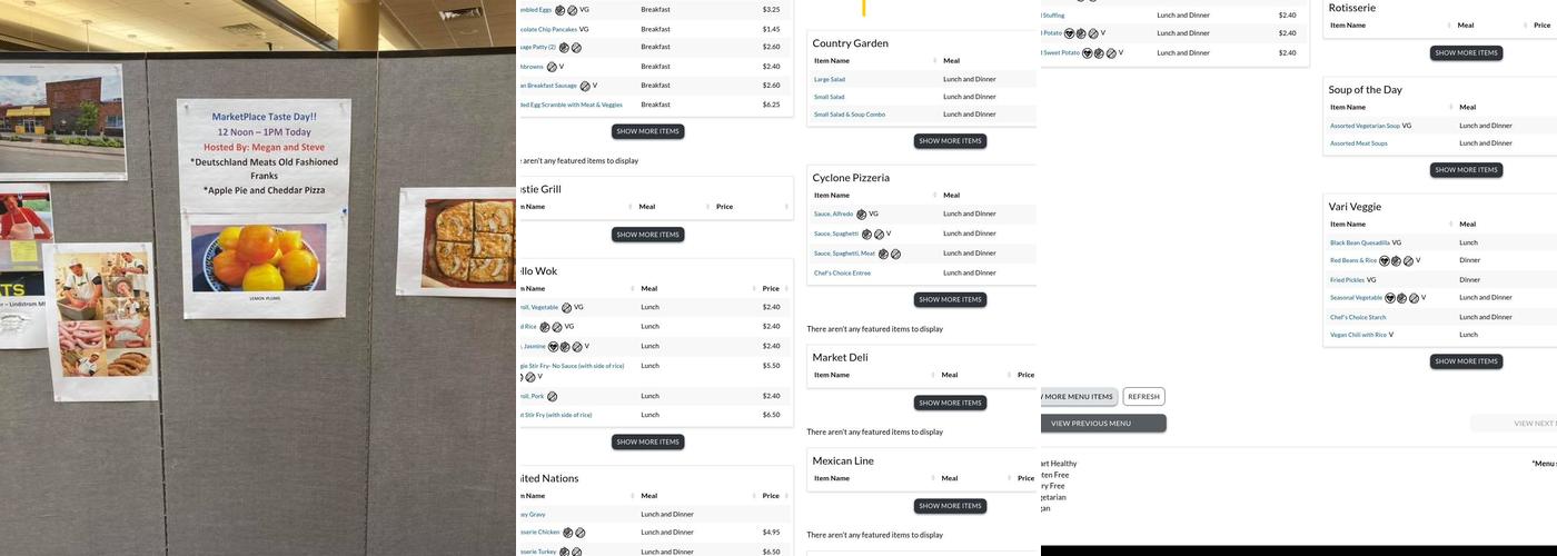 Evelyn Young Dining Room Menu