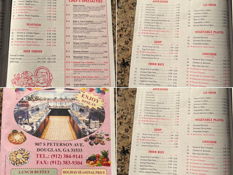 Peking House Buffet Inc. Menu