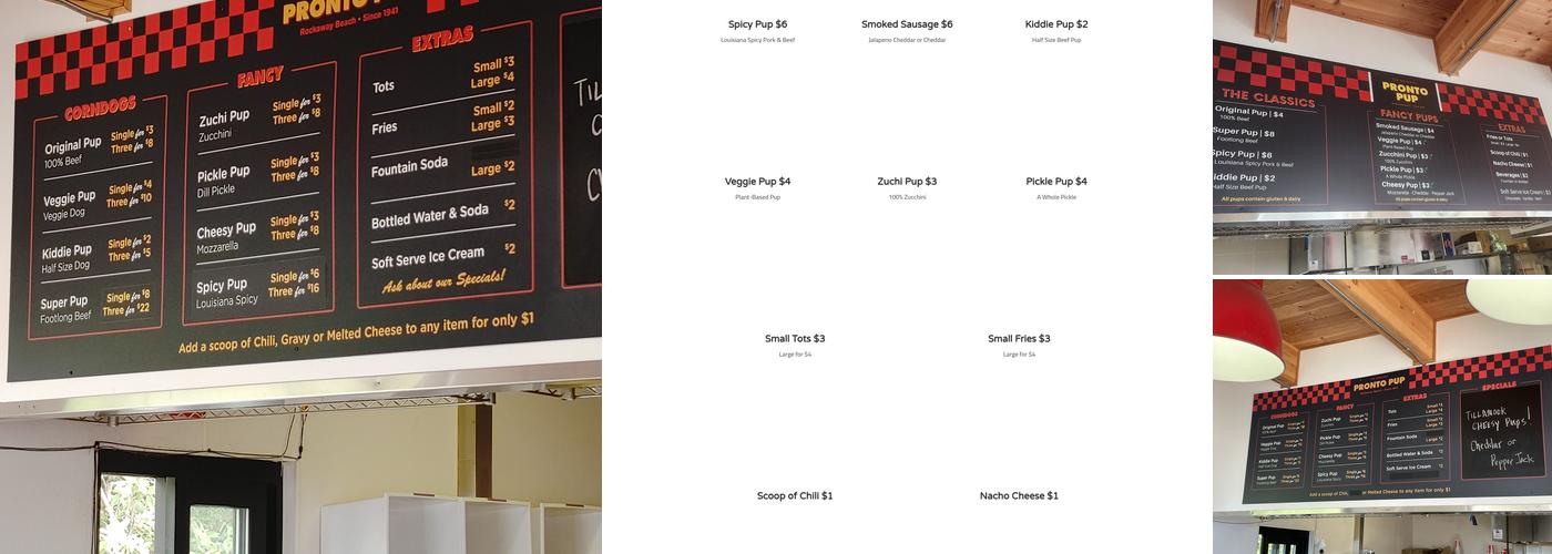 The Original Pronto Pup Menu