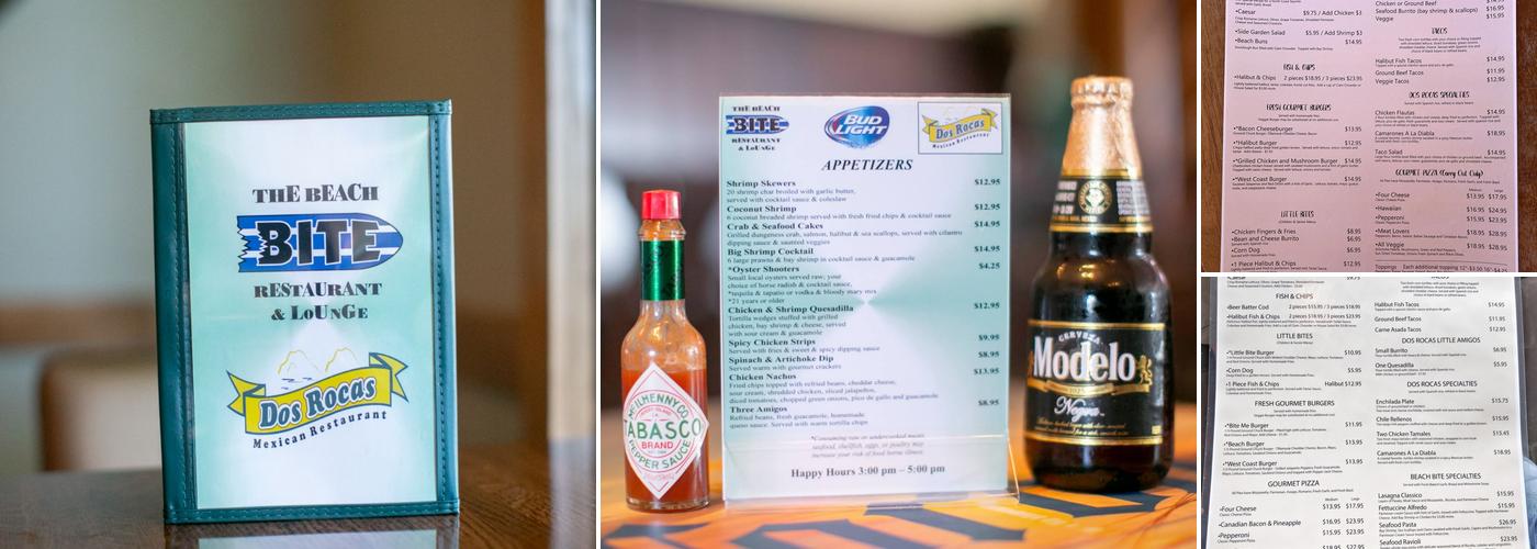 The Beach Bite & Dos Rocas Menu