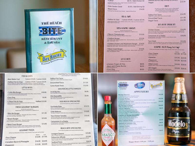 The Beach Bite & Dos Rocas Menu