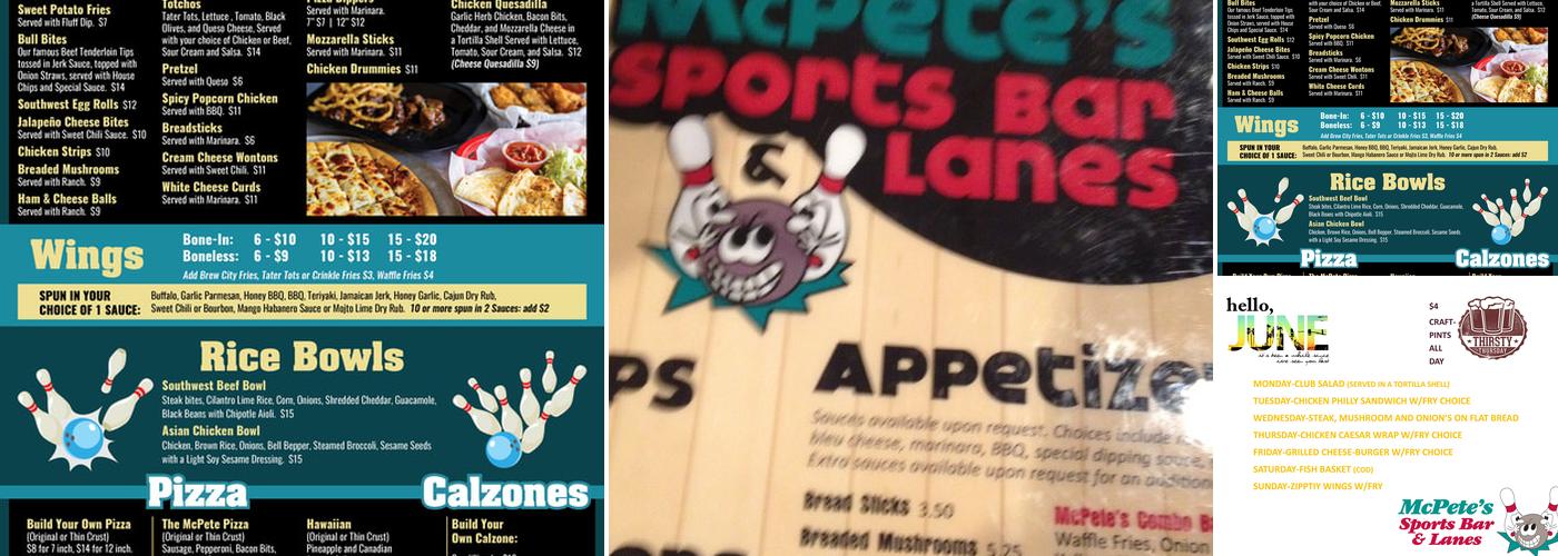 McPete's Sports Bar & Lanes Menu