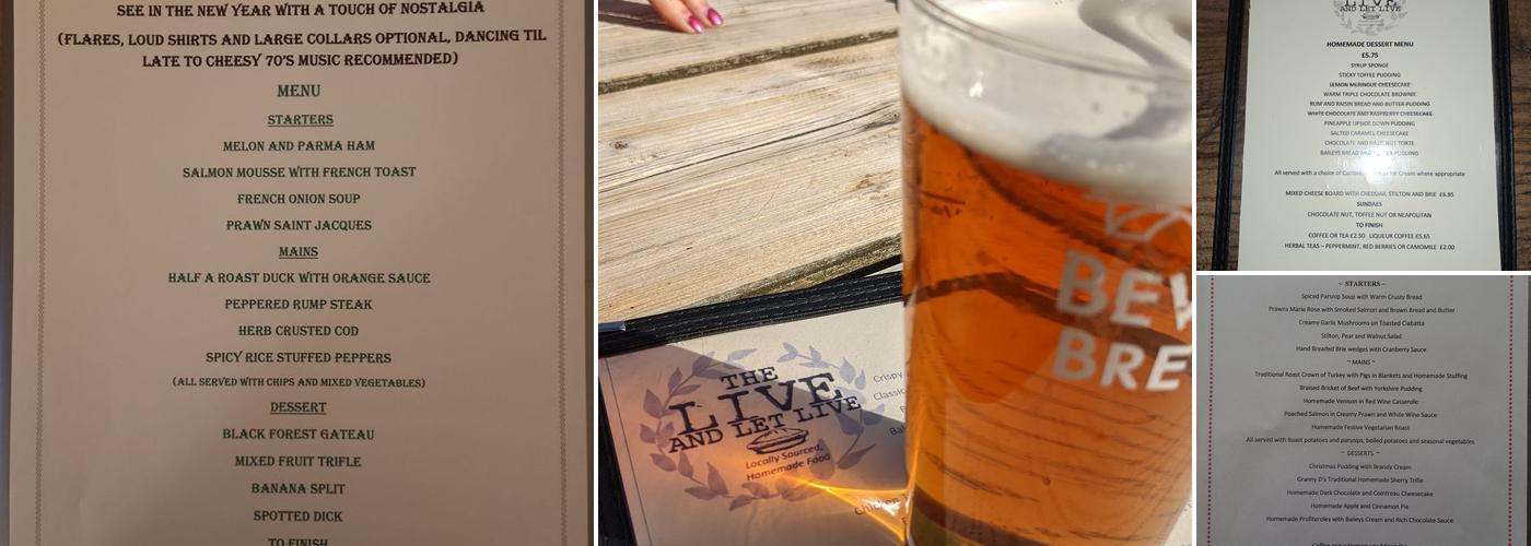 The Live and Let Live, Neen Sollars Menu