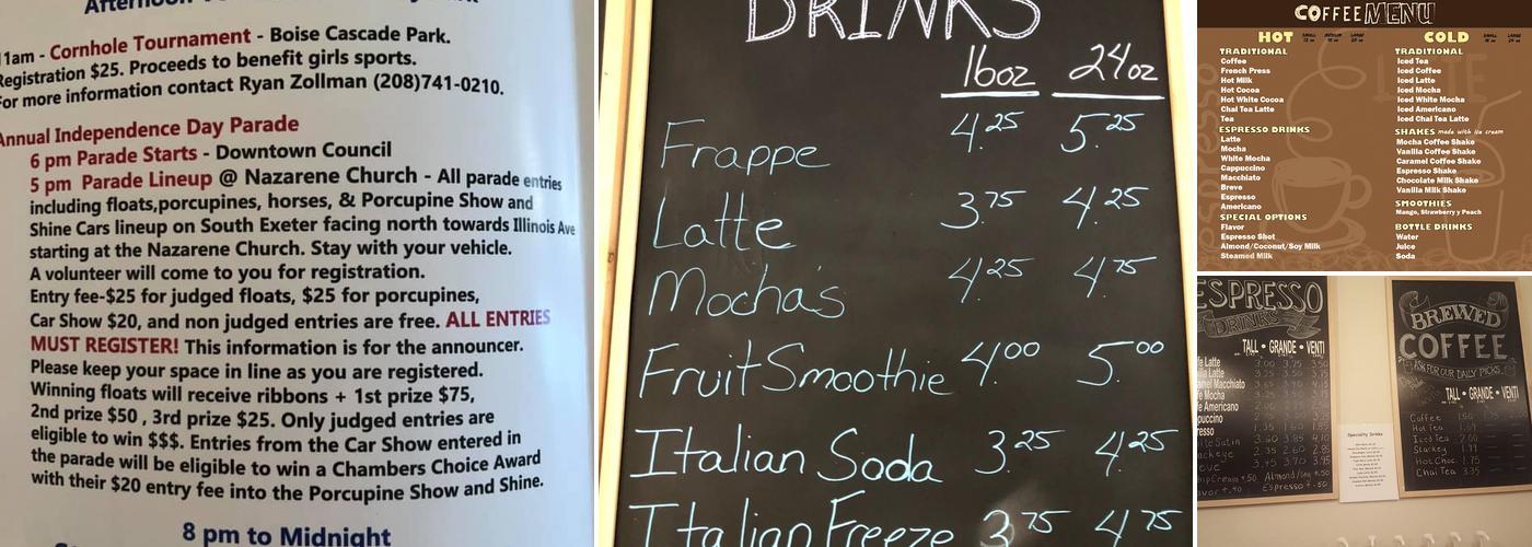 Council Mountain Coffee & Laundromat Menu