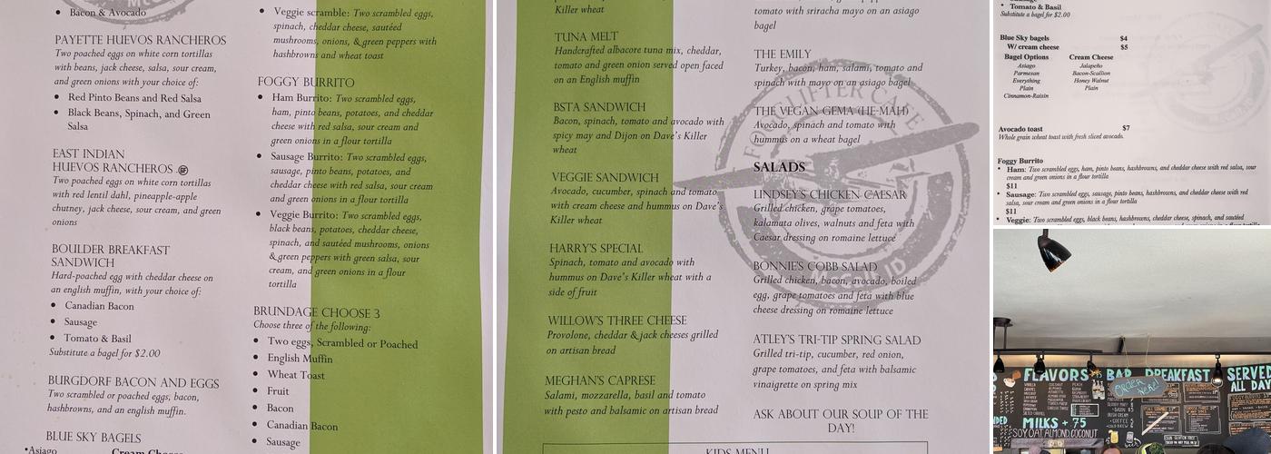 Fogglifter Cafe Menu