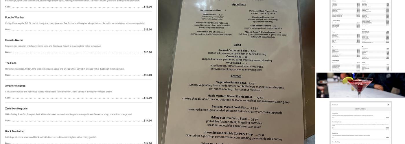 Rupert's Restaurant Menu