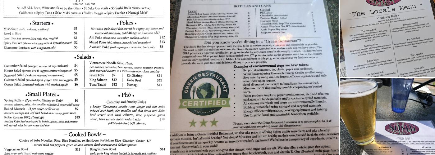 The Sushi Bar Menu