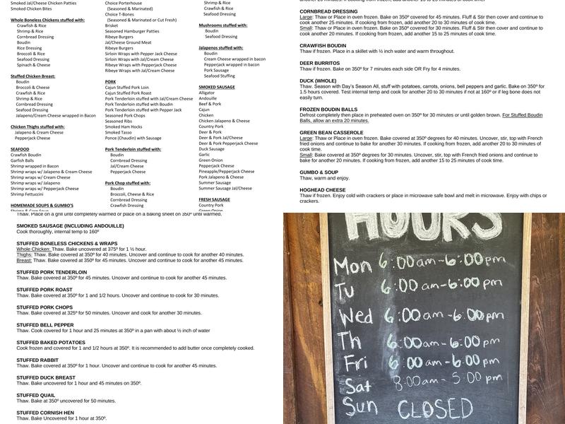 Day's Smokehouse & Specialty Meats Menu