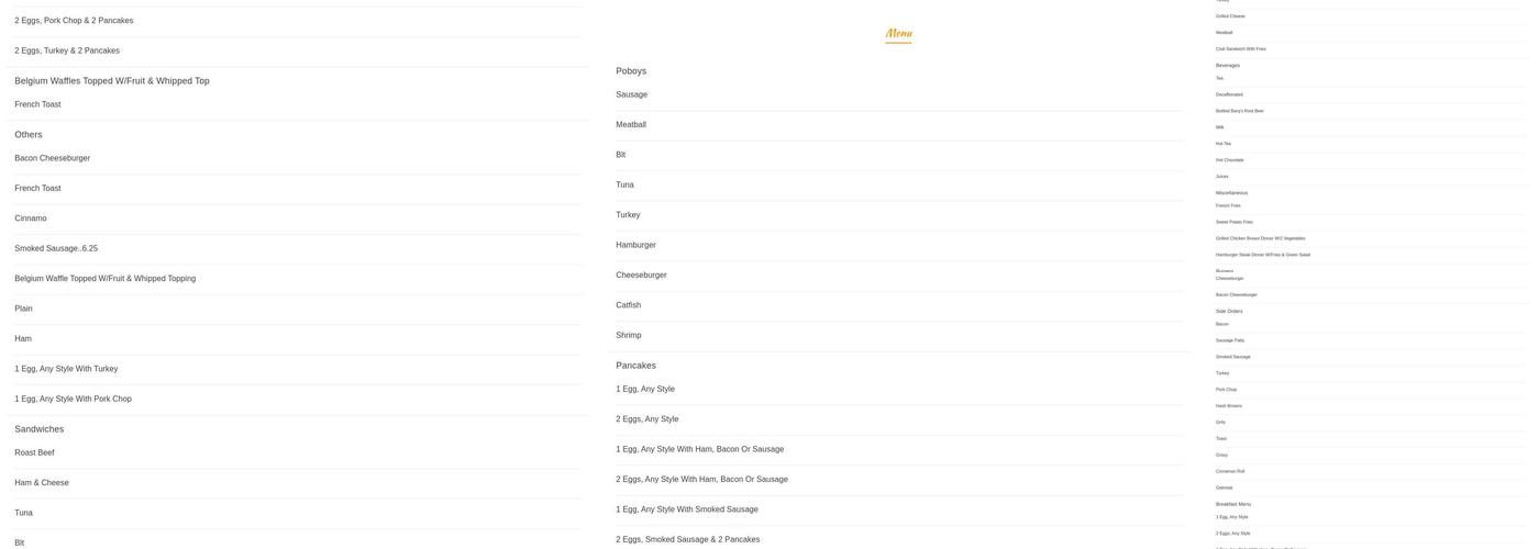 Warehouse Restaurant Menu