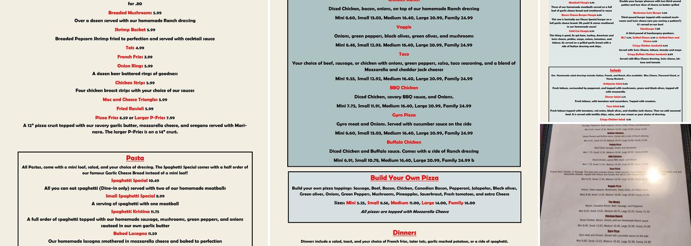 Hearthside Pizza Menu