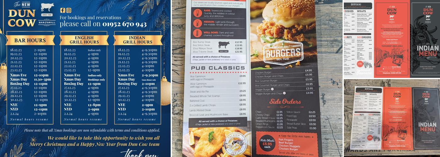 The New Dun Cow Bar & Grill Menu