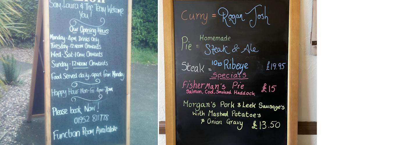 The Edgmond Lion Menu