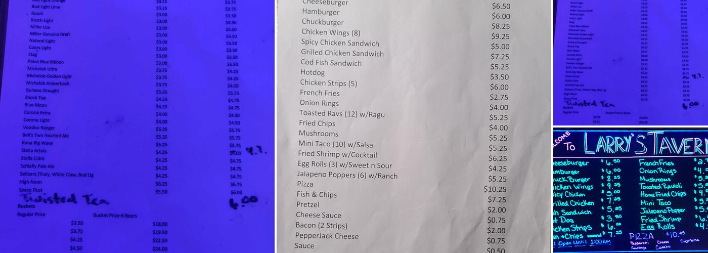 Larry's Tavern Menu