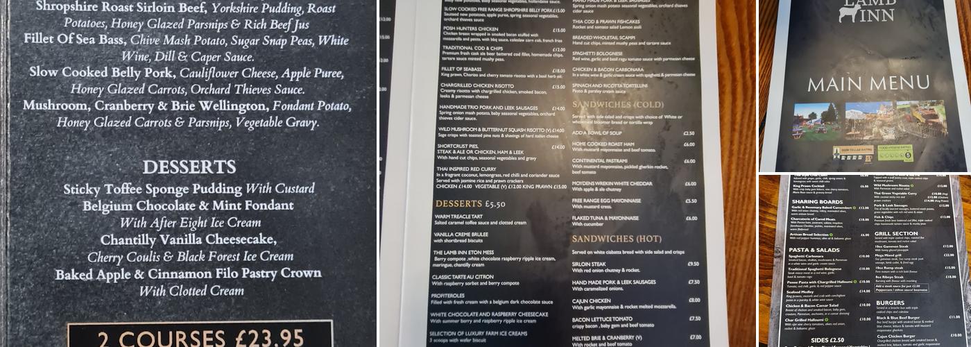 Lamb Inn Menu