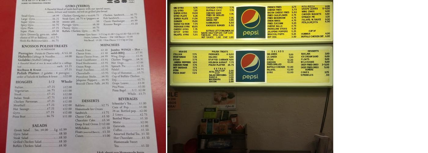 Knossos Gyros Menu