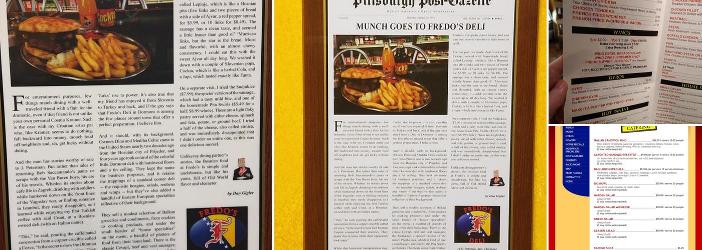 Fredo's Delicatessen Menu