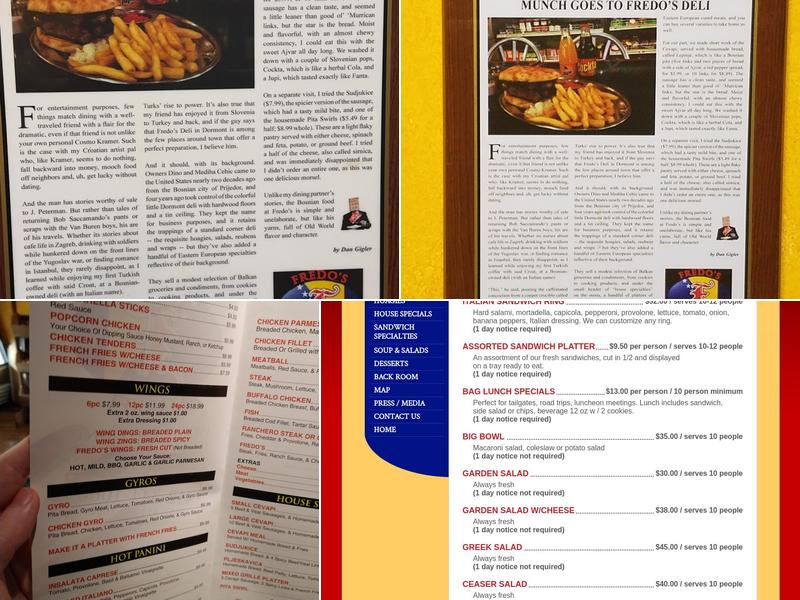 Fredo's Delicatessen Menu