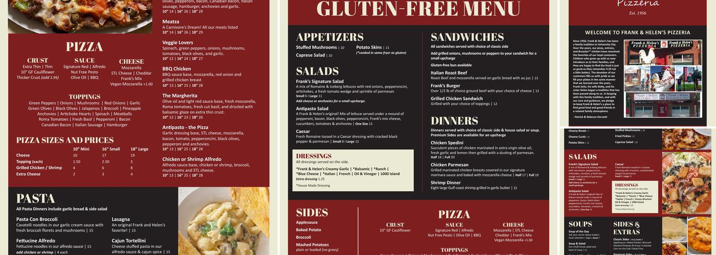Frank & Helen's Pizzeria Menu