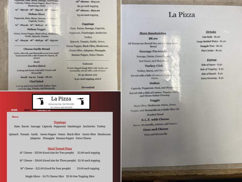 La Pizza Menu