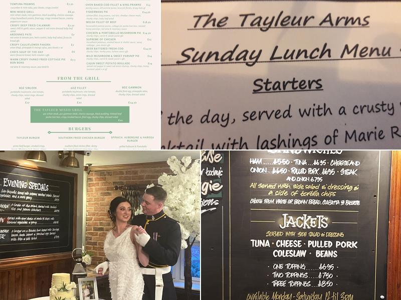 The Tayleur Arms Menu