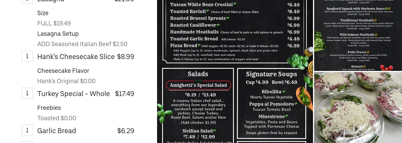 Amighetti's Menu